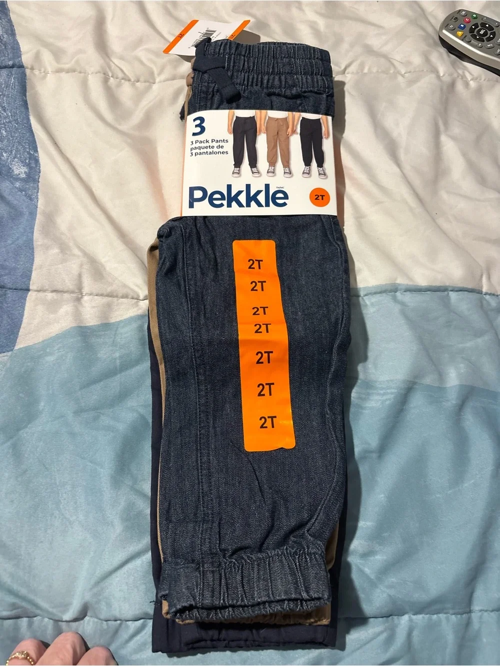 Pekkle Kids Elastic-Waist Jogger Pants in Navy, Tan & Black size 2T